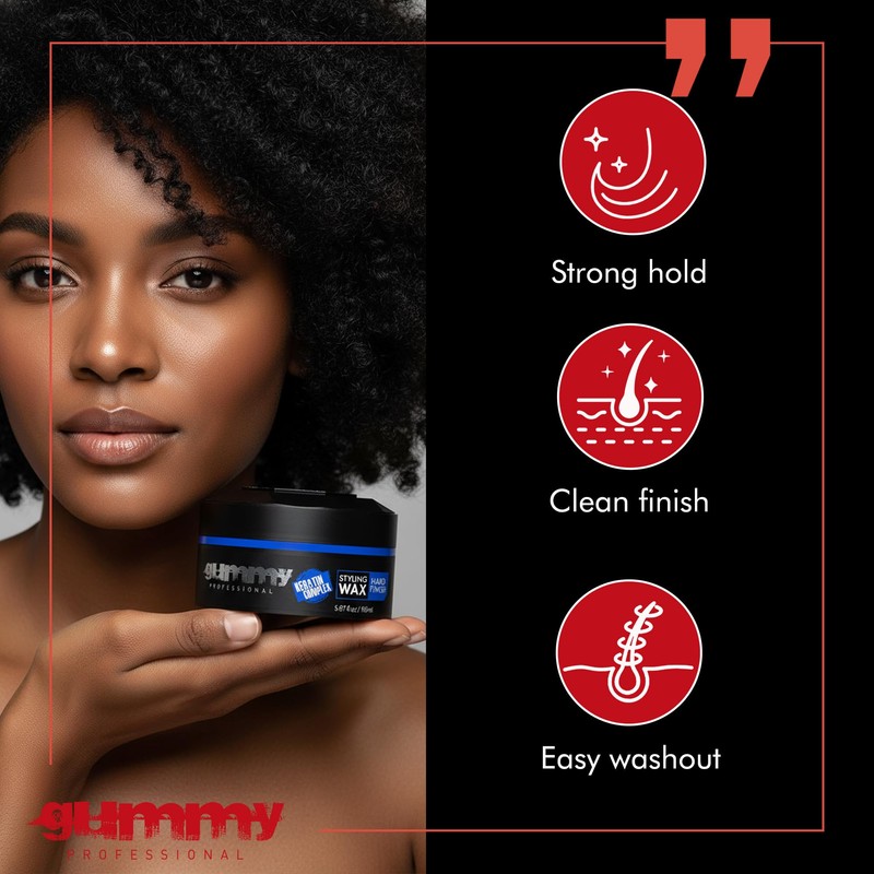 Gummy Professional Hard Finish Hair Wax - Maximum Hold Styling