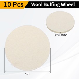 WorkBless 10PCS Wool Felt Polishing Pads, 3 Inch Buffing Wheel Polish Pad Flocking Hook & Loop Back for Car Buffer Polisher Attachment, Glass Plastic Metal Stone Furniture