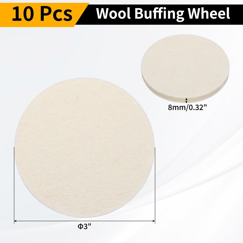 WorkBless 10PCS Wool Felt Polishing Pads, 3 Inch Buffing Wheel
