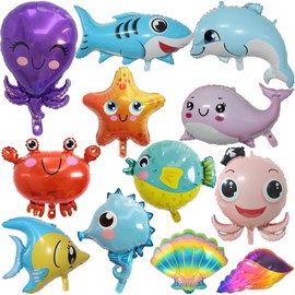 SAMOKA Sea Animals Balloons,12 PCS 20-30 Inch Under The Sea Balloons,Ocean Balloons,Under The Sea Party Decorations