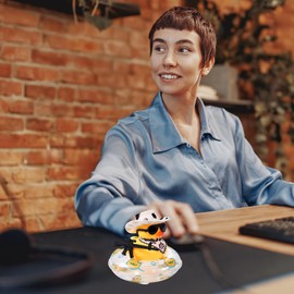 Ethlomoer Funny Car Accessories - Rubber Duck Novelty Cowboy Style Duck Ornaments, Black & White Spots Rubber Ducks for Car Dashboard Accessories (cowboy)