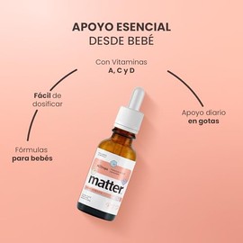 Matter ACDrops Baby, Multivitaminico en Gotas con Vitamina A, C y D3 (Colecalciferol), Apoyo al Desarrollo Óseo y Protección Celular para Bebés de 0 a