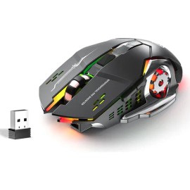 Mouse Inalámbrico Dual para Gaming y Oficina, Ratón Sg008 Recargable, 2.4GHz + Bluetooth, Diseño Ergonómico, 6 Botones, Clic Silencioso, Luces LED