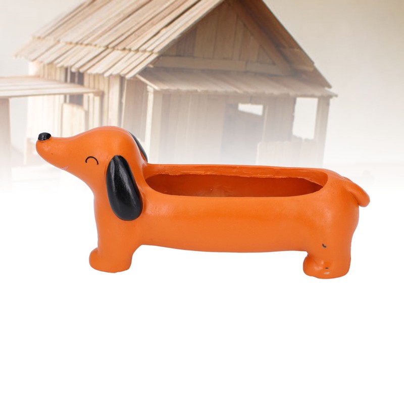 Dachshund Succulent Pot Adorable Efficient Drainage Versatile Lightweight Resin Dog