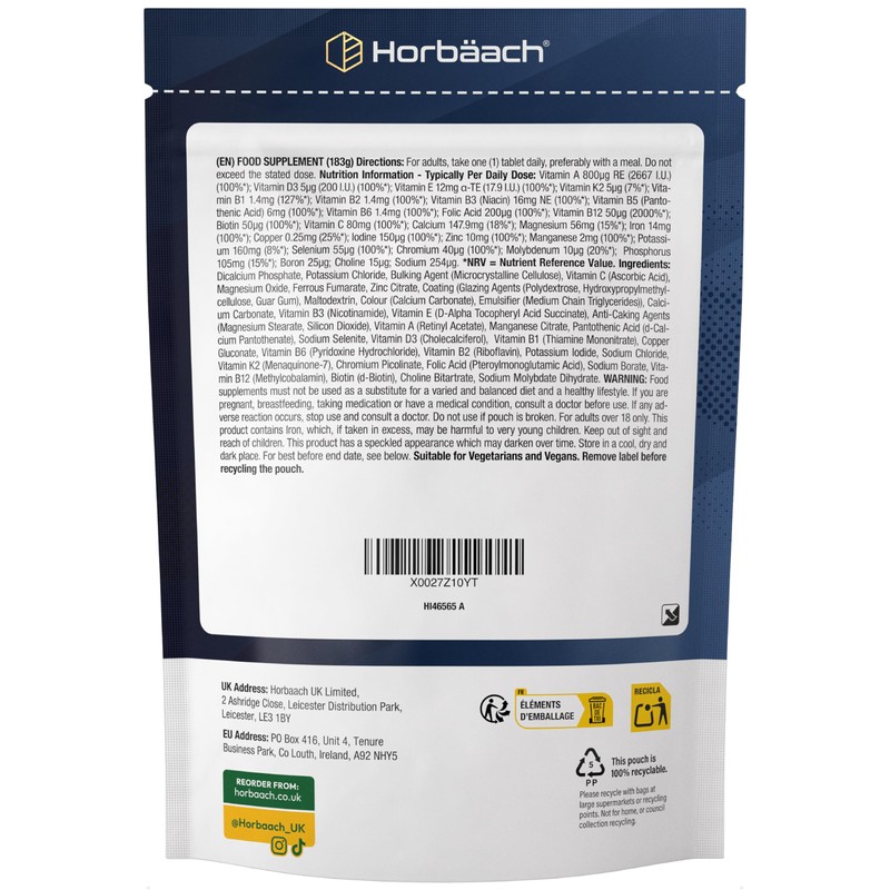 Horbaach Multivitamin Tablets Women 50+, 28 Vitamins and Minerals with