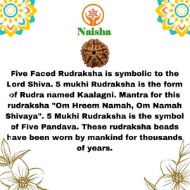 Naisha 5 Mukhi Himalayan Nepali Rudraksha | Five Faced Rudraksha | Rudraksha Beads | 100% Original & Certified (Spiritual and Healing Product), Wood, bead