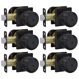 Haidms 6 Pack Black Door Knobs Interior, Privacy Interior Door Knob for Bedroom or Bathroom, Matte Black Door Knobs