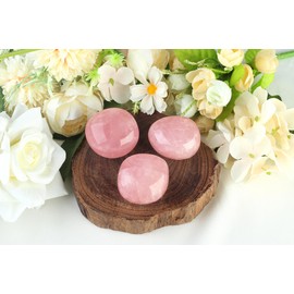 QINJIEJIE Pack of 2 Rose Quartz Natural Gemstone Healing Stones Large Crystals Stones Tumbled Stones Polished Worry Stone Reiki Meditation