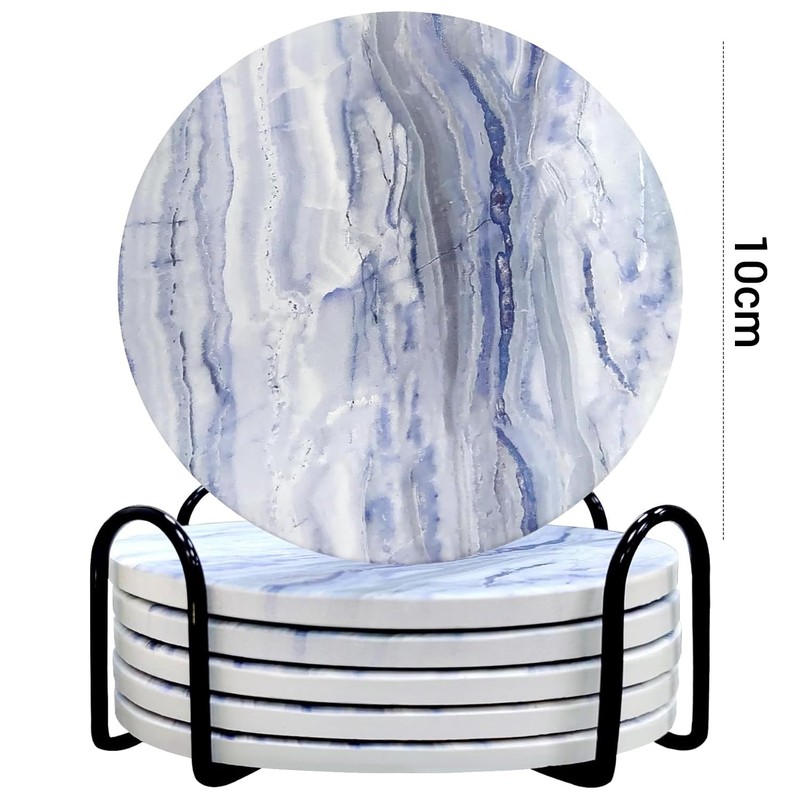 TIED RIBBONS Coasters for Drinks Set of 6 | Marble