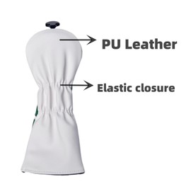 White and Green Style 3 Wood Headcover Head Cover Rotatable Golf Fairway Wood Cover with ID Tag #3 4 5 7 X fits for All Brand PU Leather Golf Fairway Wood Headcover