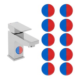 SUPERFINDINGS 10 pc Hot and Cold Water Stickers 35mm Faucet Tip Label Stickers Waterproof Plastic Labels for Shower Head Red Bule Round Stickers Water Temperature Tips Stickers for Bathroom Kitchen