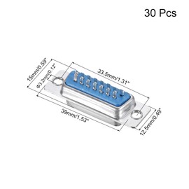 sourcing map D-sub Connector DB15 Female Socket 15-pin 2-Row Female Serial Port Terminal Breakout for Mechanical Equipment CNC Computers Pack of 30