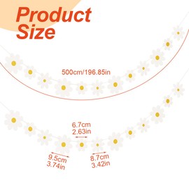 Tomedeks Daisy Decoration Spring Decoration Flowers Decoration, Party Banner, Pack of 2, Full Youth, Suitable for Decorating Children's Rooms, Birthday Parties Indoor and Outdoor Use