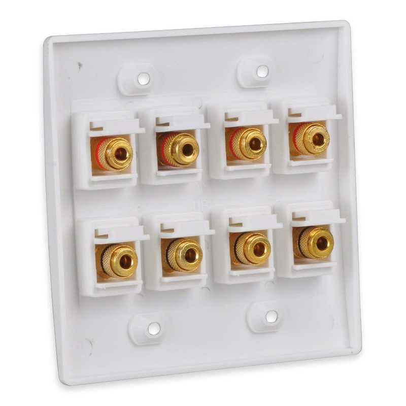 Speaker Wall Plate with 8 Banana Binding Posts, HTTX [2-Gang]