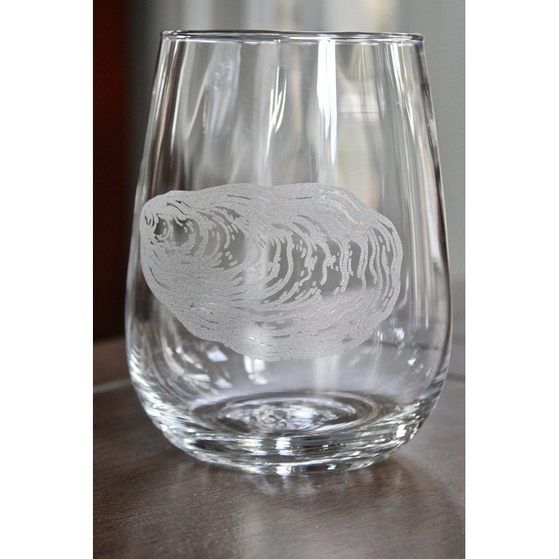 HullSpeed Designs Oyster Engraved Stemless Wine Glasses - set of