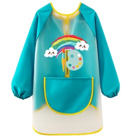 LXOrdora Kids Art Apron Waterproof Smock Long Sleeved Rainbow XL