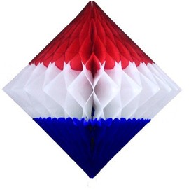 3-Pack 12 Inch Patriotic Honeycomb Diamond Decorations (Red/White/Blue)