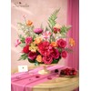 Serwalin Artificial Hot Pink & Orange Flowers, Magenta Silk Fake