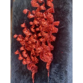 Unbranded 15” Red Glitter Spiral Coiled Pick/Spray.  Width Is 7 1/2”- 8”.  Set Of Two