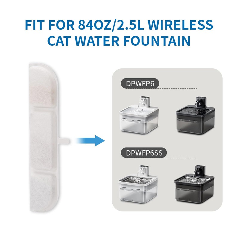 12 Packs Replacement Filters for DownyPaws Pet Wireless Cat Water