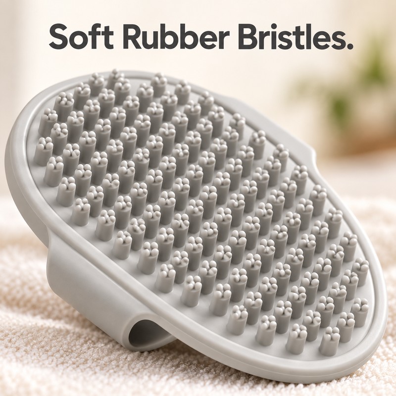 Pet Grooming Brush for Cats and Dogs – Soft Rubber