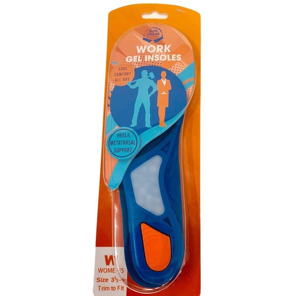 BCO Work Gel Insoles with Metatarsal & Heel Support for Hard Days Work (US Women's 3.5 to 8)