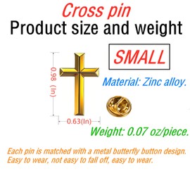 CINFAC 25/50/100pcs small metal golden Religious Christian Cross brooch pin enamel Chaplain Cross lapel pins funeral Church prayer bulk (200)