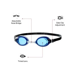 Speedo Unisex Jet V2 Swimming Goggles | Anti-Fog, Navy/White/Blue, One Size