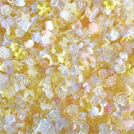100Pcs Yellow Nail Charms Butterfly Nail Charms 3D Mix Nail Shape Charms Design Resin Nail Rhinestone Cute Nail Art Charms for Women Acrylic Nail Supplies DIY Manicure Decoration Accessories