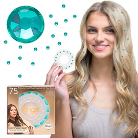 blinger Shimmer Crystal Refill Pack | 5 Discs - 75 Precision-Cut Glass Crystals | Styling Tool not included | Light Turquoise 4 mm