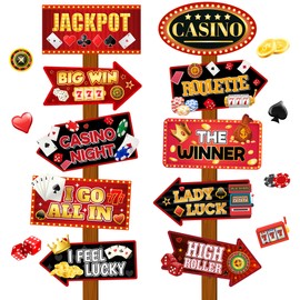 Casino Party Sign, 20 Pcs Las Vegas Party Signs for Casino Photo Booth Props & Casino Theme Party Decorations