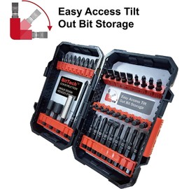 BIG RED BHT-42IBS01R-3 Torin 42-Piece Professional Impact Screwdriver Bit Case Set, Magnetic Bit Holder/Sleeve: Square, Phillips, Hex and Slotted Bits