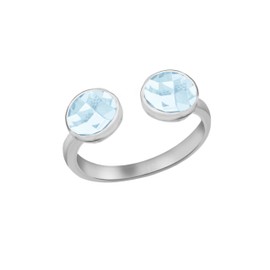 Tuscany Silver Light Blue Checker Torque Ring - Size L