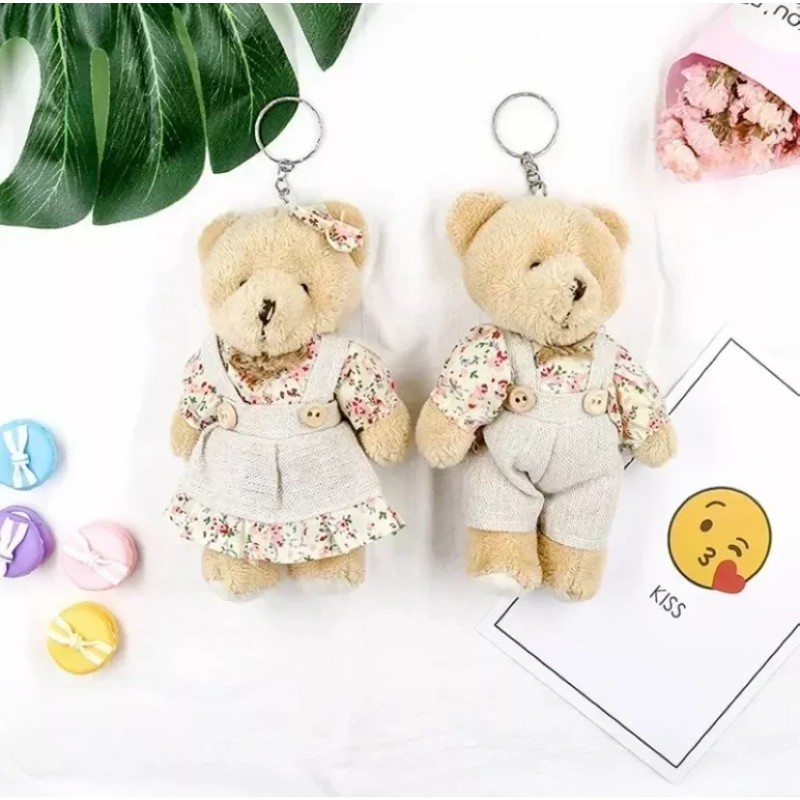 BRUJITA WAX Llavero De Pareja De Osos De Flores