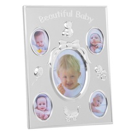 Lesser & Pavey Silver Beautiful Baby Multi Photo Frame - Holds 5 Pictures - New Baby Gift