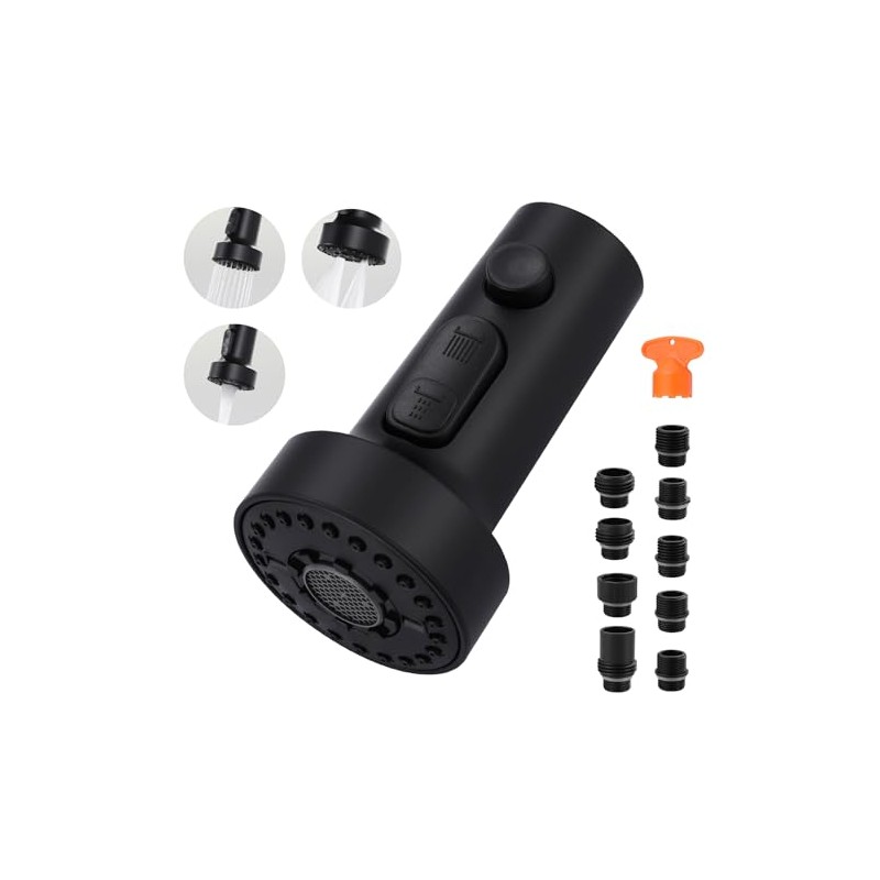 Pull Down Faucet Head Replacement: 3-Function Kitchen Faucet Sprayer Head