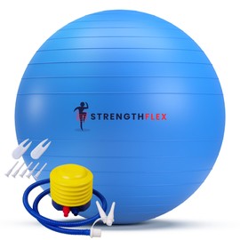 StrengthFlex Premium Pilates Ball Set with Pump, Anti-Slip, Anti-Burst for Yoga, Pilates, and Strength Training (Blue)