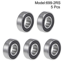 sourcing map 699-2RS Deep Groove Ball Bearings 9mm x 20mm x 6mm Double Sealed Chrome Steel P6(ABEC3) 5pcs