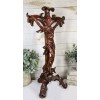 Faux Mahogany Wood Finish Large Jesus Christ Crucifix With Stand