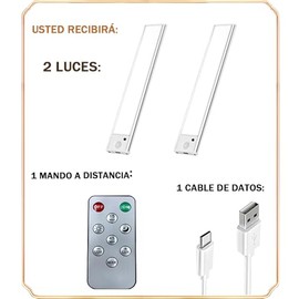 Luz Led con Sensor de Movimiento, Luces para Debajo del Clóset Recargables (2pcs)