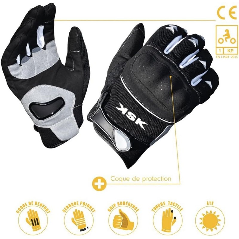 KSK Cross Gloves - Transitional Motorcycle Gloves Scooter Black Large