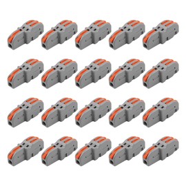 JIMDOAYO 20 Pcs 1 in 2 Out Mini Electrical Wire Connectors, Nylon Splicing Butt Terminal Block Connectors Compact Lever Wire Connectors for Electrical Wiring Cable Management