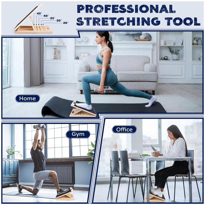 SSHAZ SPOT Professional Wooden Slant Board for Calf Stretching, Portable
