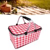 Picnic Basket Foldable Oxford Cloth Insulated Storage Basket with Check