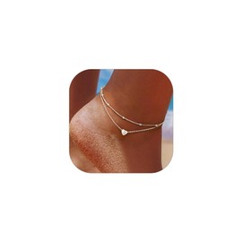 ChicSilver Ankle Bracelets for Women Sterling Silver Beaded Anklets for Women Layered Heart Anklet With Initials