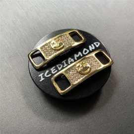ICEDIAMOND Hip Hop Jewelry Charm Shoelace Buckle, 2Pcs Iced Out Lab Diamond AF1 Stylish Shoes Accessory for Snkrs Shoes Lover (Smile-Gold)