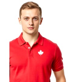Mens Canada Shirt, Custom Handmade Canada Day Maple Leaf Shirt for Men L3 (XXL, Polo, Red)