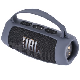 Silicone Case Cover Suitable for JBL Charge 5 Wi-Fi Case Portable Wireless Speaker Subwoofer Resistant Drop Crash Adjustable Shoulder Strap Mountaineering Hiking Outdoor Travel Carrying (Blue)