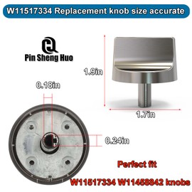 4pcs Upgraded W11517334 Whirlpool Gas Range Stove knobs Replacements, Universal Electric Oven cooktop Stove Control Burner knobs, Compatible with Whirlpool Ranges Parts Appliance W11122869, W10850033