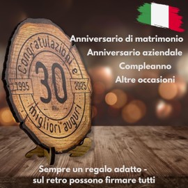 DARO Design - Wooden Disc - 30 Years - Size 20 cm - Gift for Anniversary, 30th Birthday, Anniversary - Congratulations